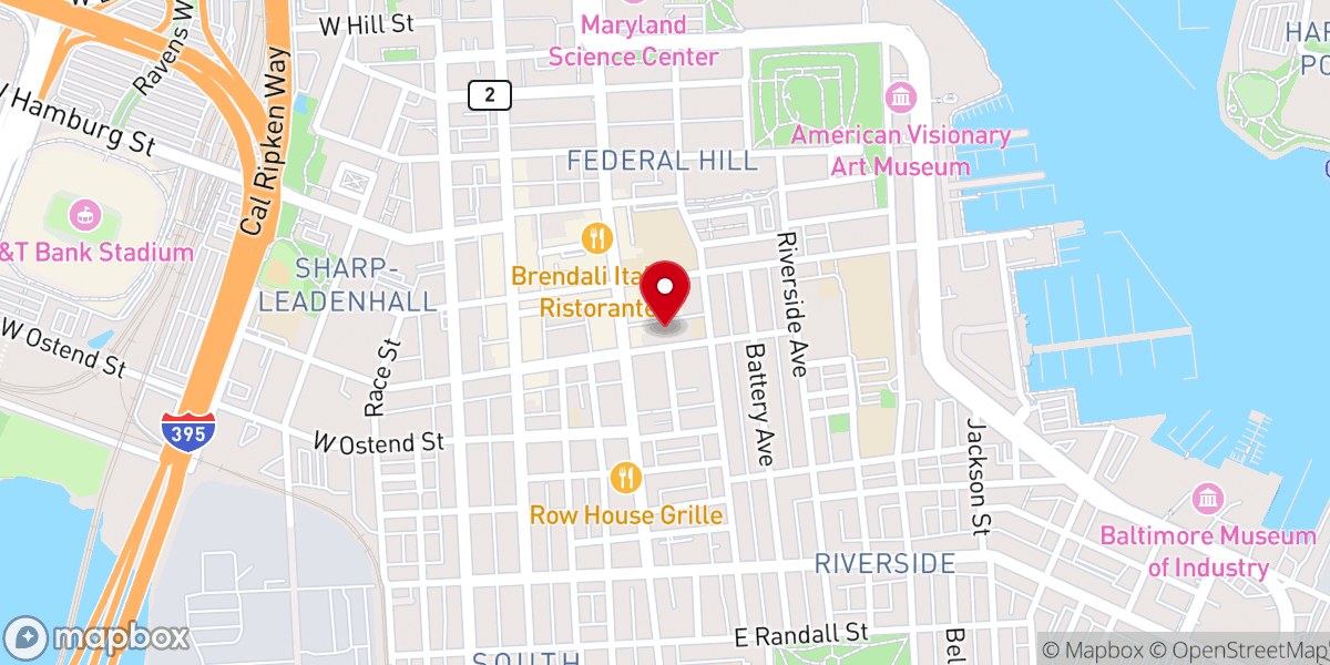 Map showing location of Catholic Community of South Baltimore