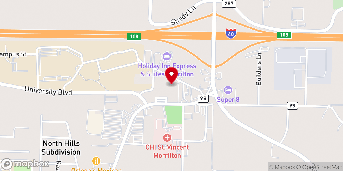 Map showing location of Union Church of Morrilton