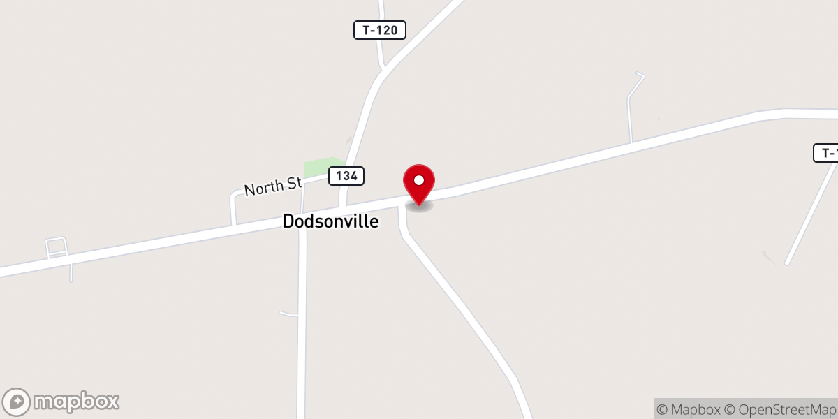 Map showing location of Dodsonville Community Church