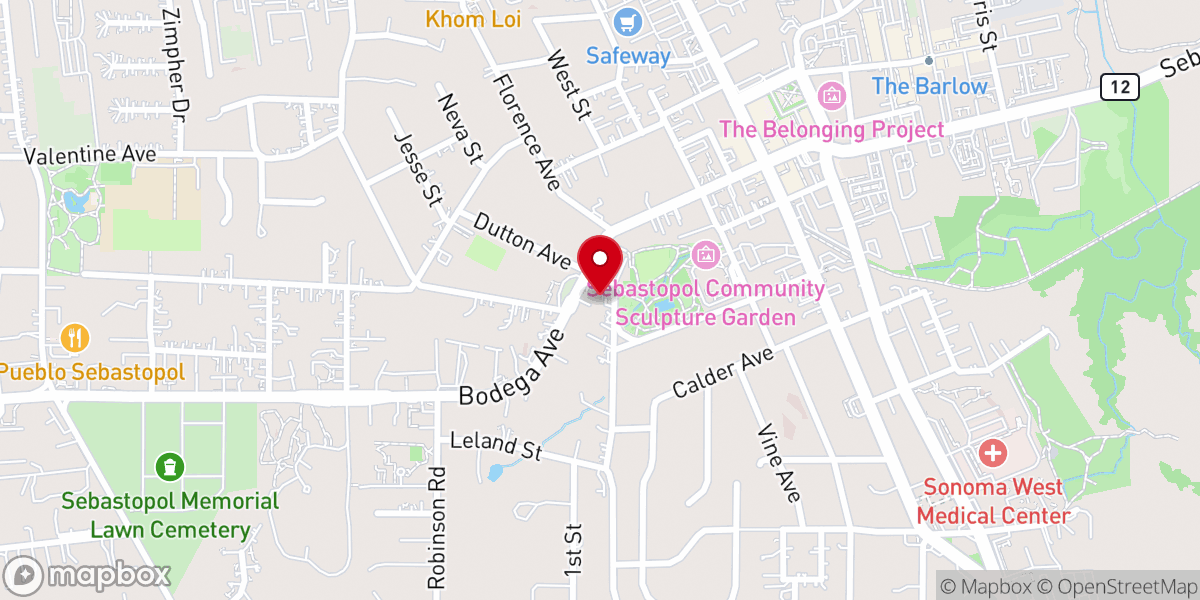 Map showing location of Sebastopol Christian Church