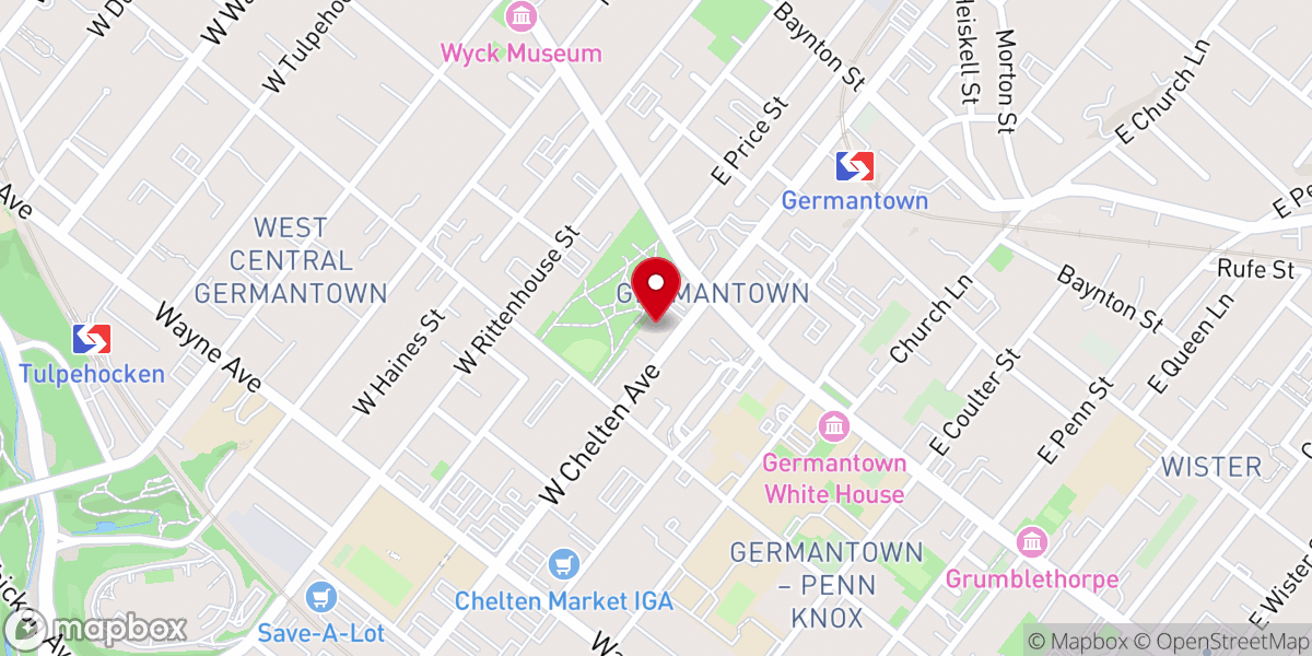 Map showing location of First Presbyterian Church in Germantown
