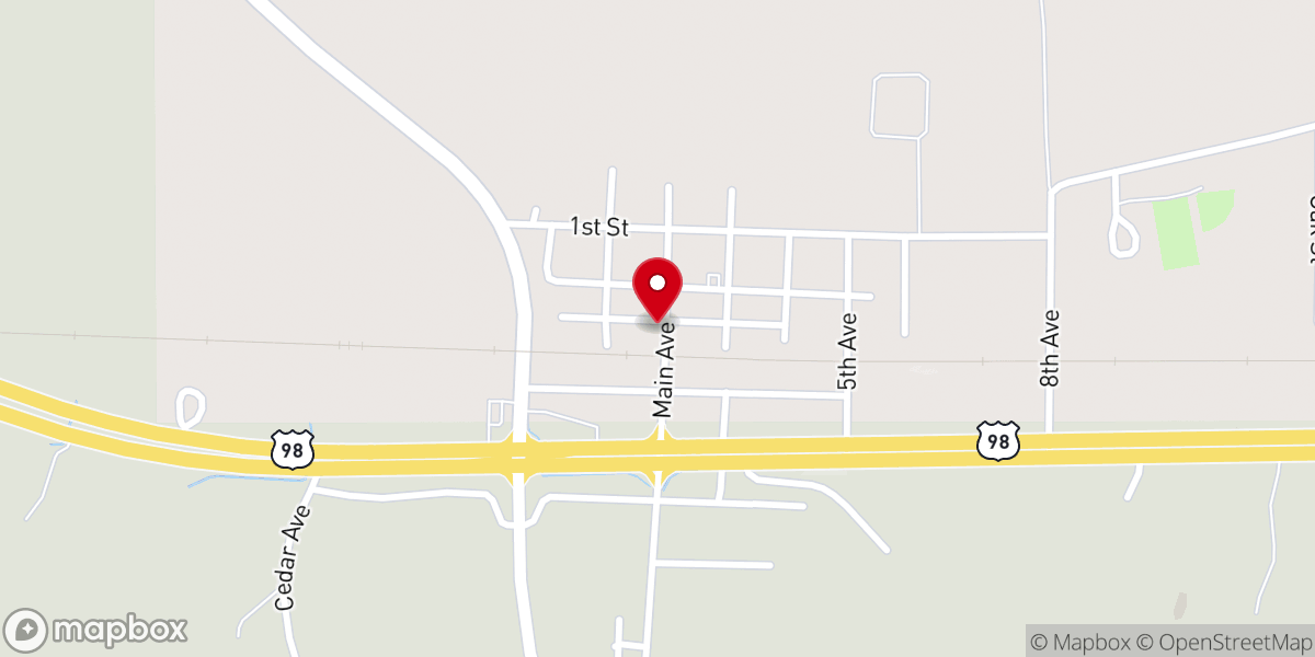 Map showing location of Harvest Baptist
