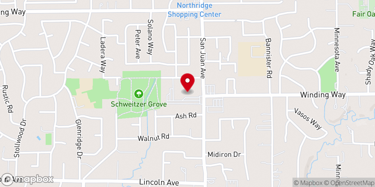 Map showing location of First Baptist Church of Carmichael