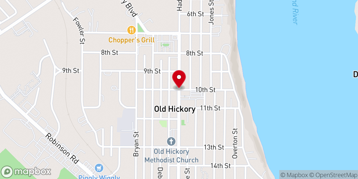 Map showing location of Old Hickory