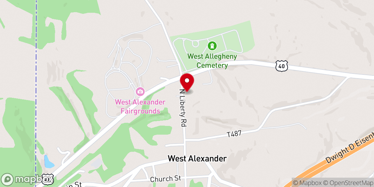 Map showing location of West Alexander United Methodist Church