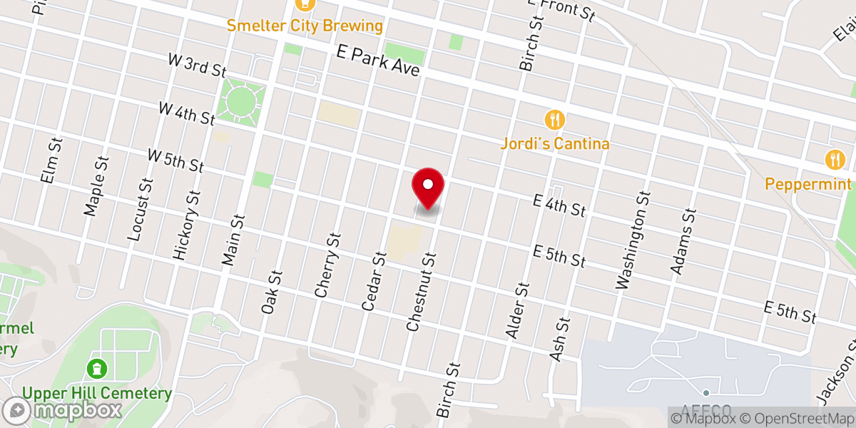 Map showing location of Anaconda Revive Church