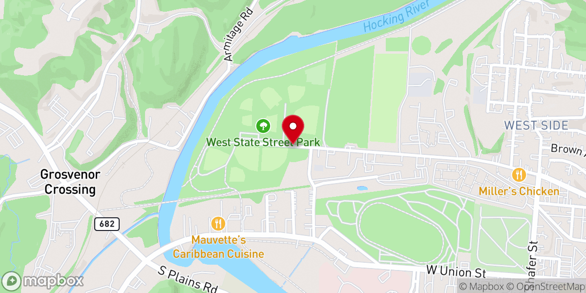 Map showing location of Athens Sandlot Baseball & Softball League