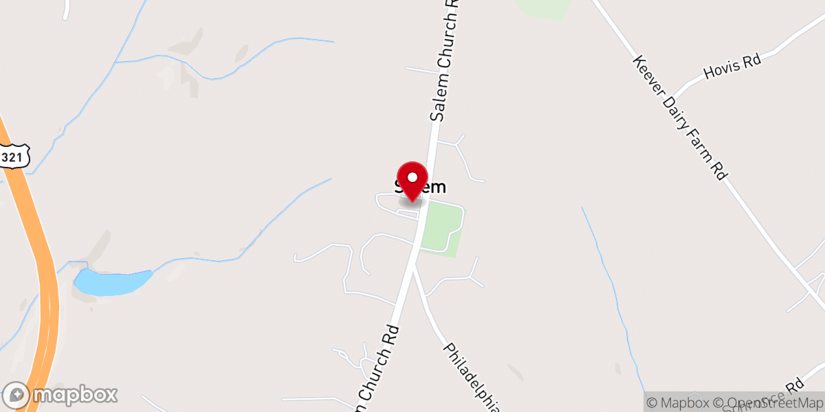 Map showing location of Salem Baptist Church