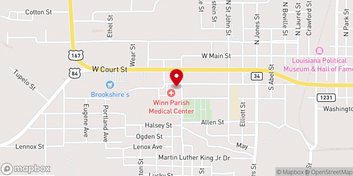 Map showing location of Winn Parish Medical Center