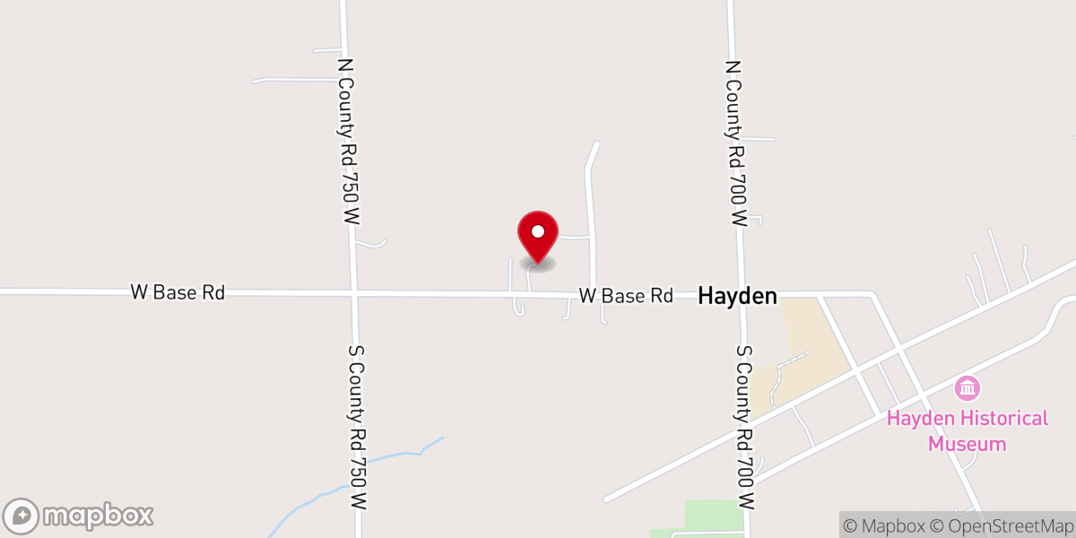 Map showing location of Hayden United Methodist Church