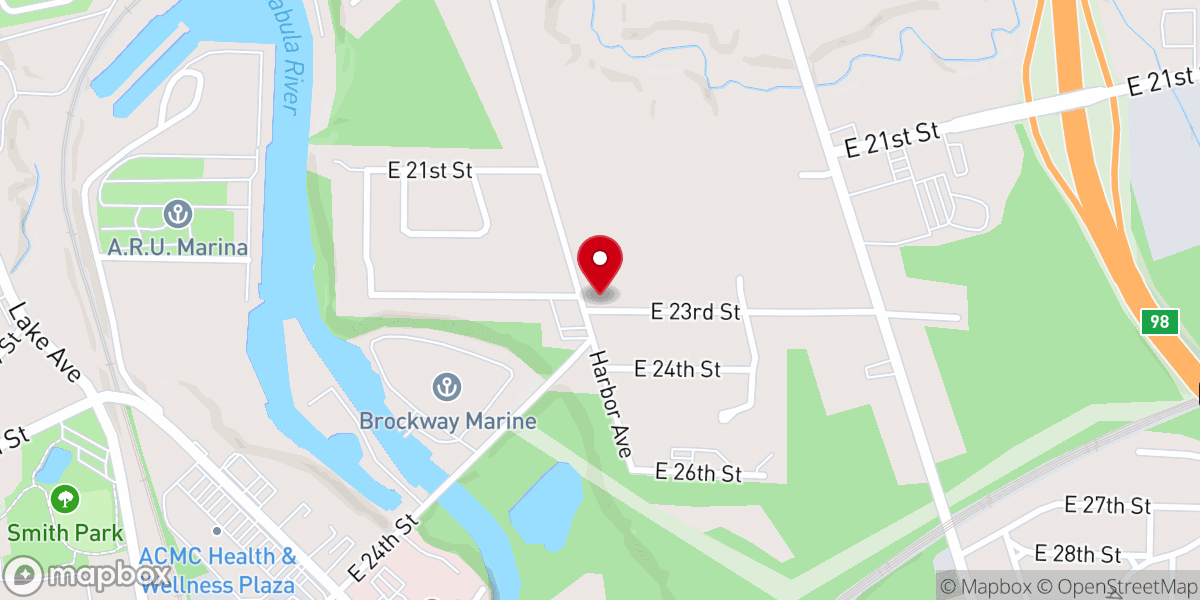 Map showing location of Ashtabula Church of God