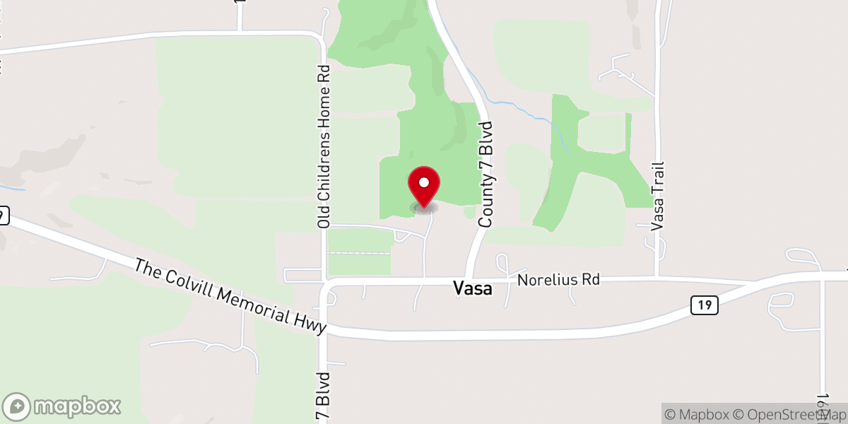 Map showing location of Vasa Parsonage