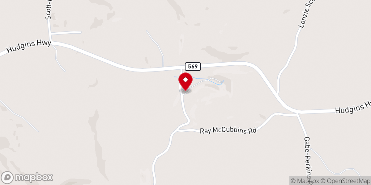 Map showing location of Brush Creek Baptist Church