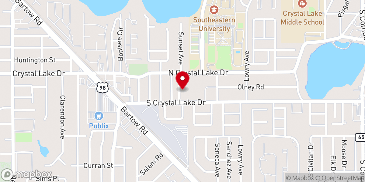Map showing location of Crystal Lake United Methodist Church