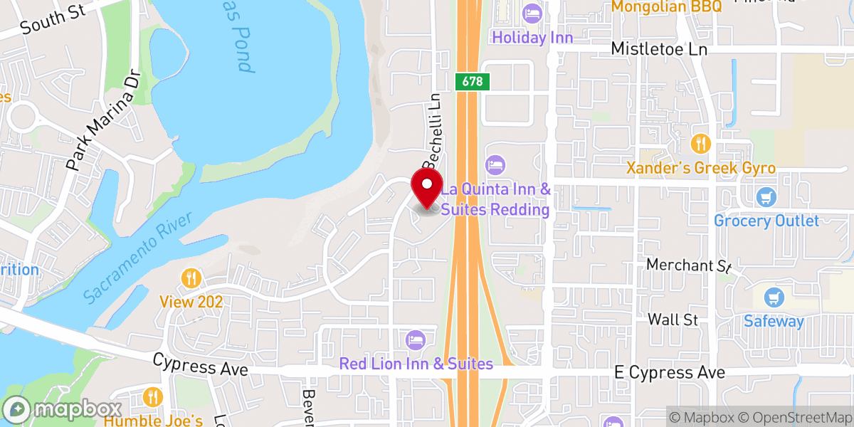 Map showing location of Redding Nazarene Church