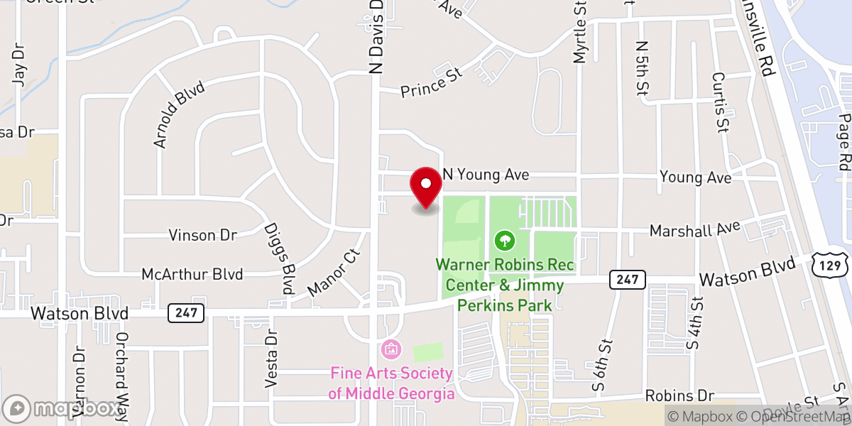 Map showing location of Warner Robins Wellston Center