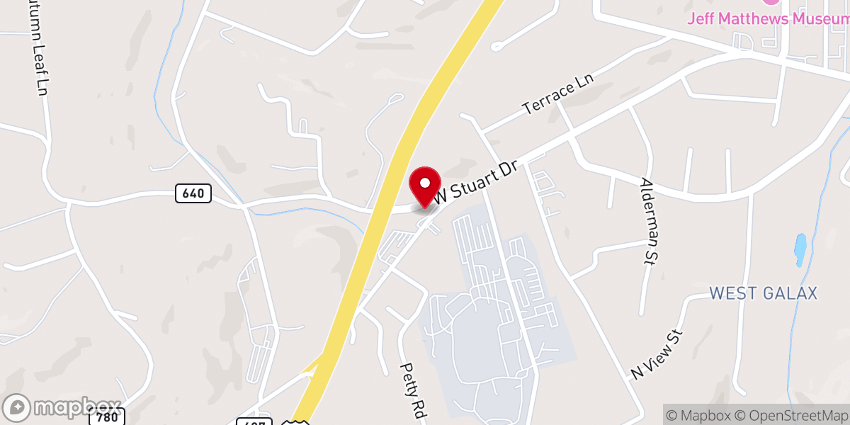 Map showing location of West Galax United Methodist Church