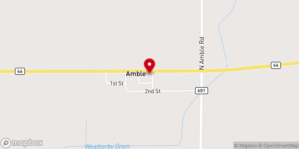 Map showing location of Amble United Methodist Church