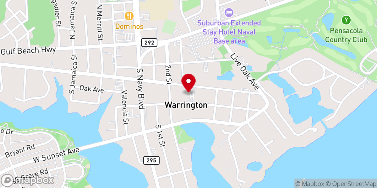 Map showing location of Warrington Church