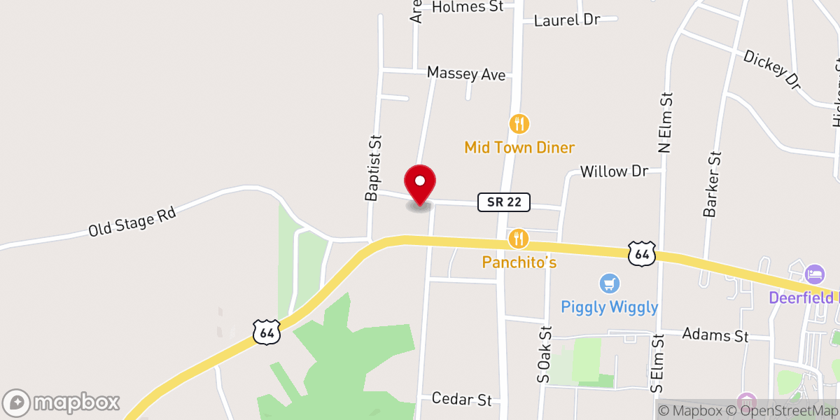Map showing location of Shiloh Baptist Association