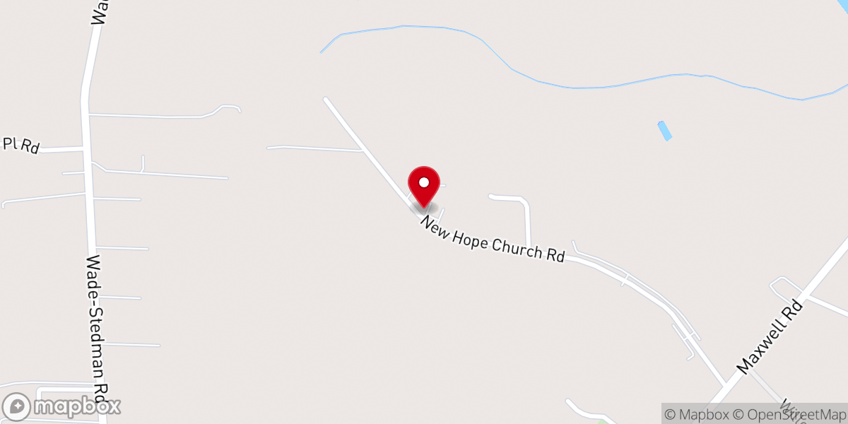 Map showing location of New Hope Church