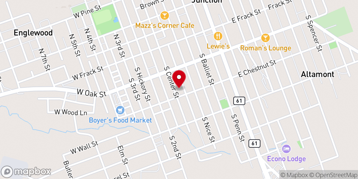 Map showing location of Calvary Baptist Church