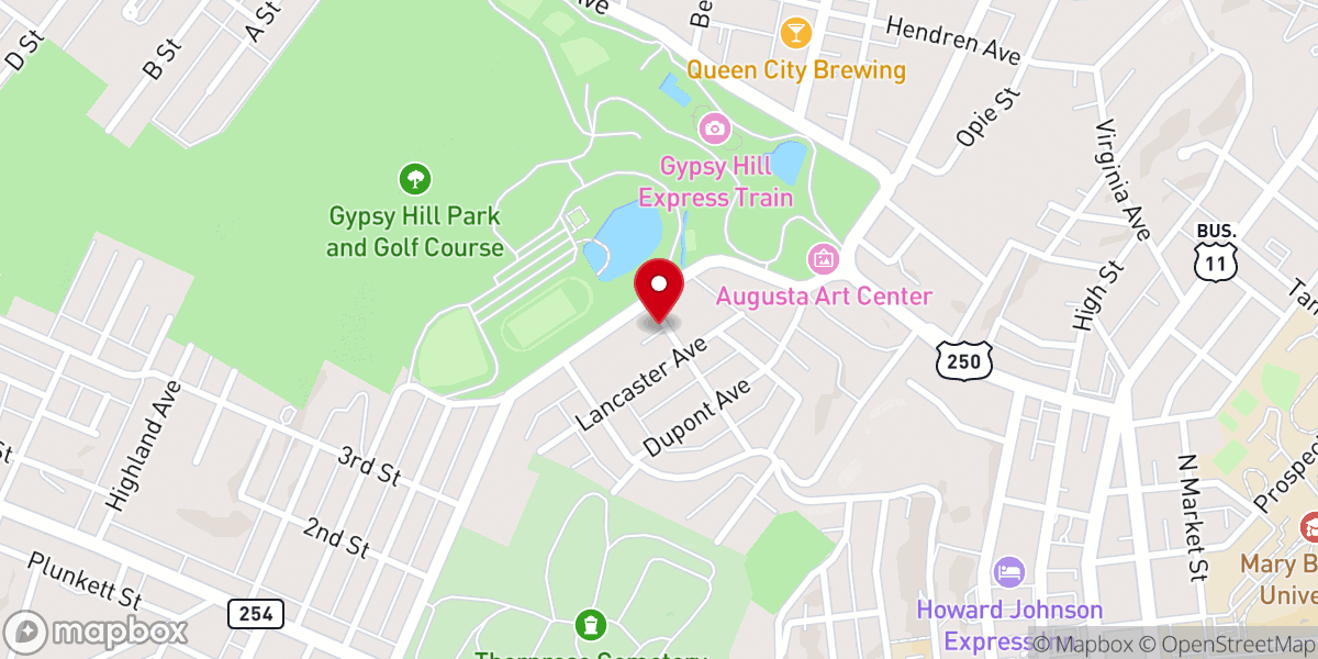 Map showing location of Staunton Pentecostal Church