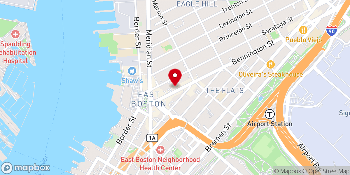 Map showing location of Assembly of God East Boston