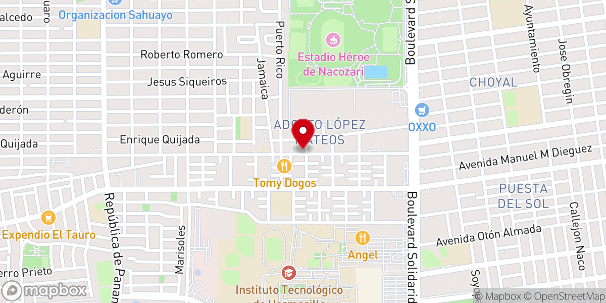 Map showing location of Parroquia Nuestra Señora del Pilar