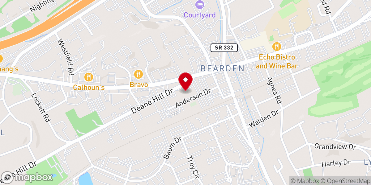 Map showing location of Central Baptist Church of Bearden