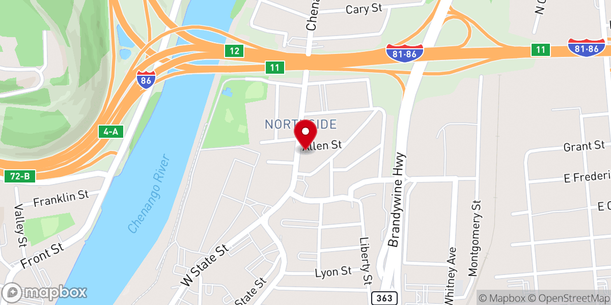 Map showing location of Centenary-Chenango Street United Methodist Church