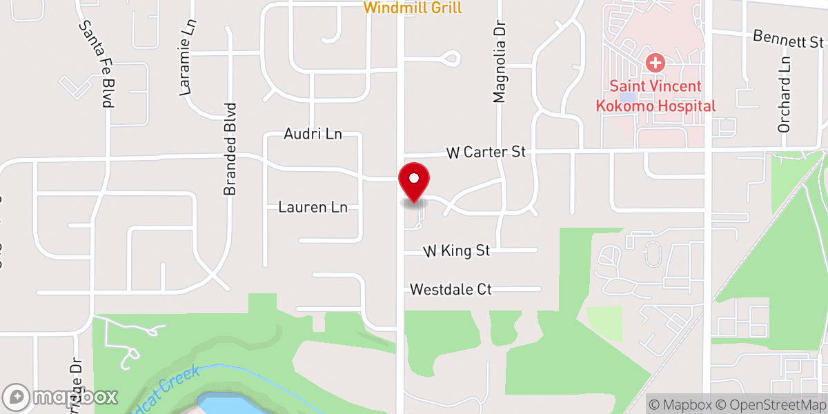 Map showing location of Kokomo Christian Fellowship