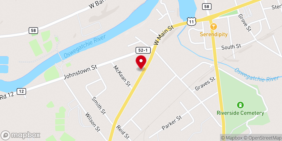 Map showing location of Gouverneur Seventh-Day Adventist Church