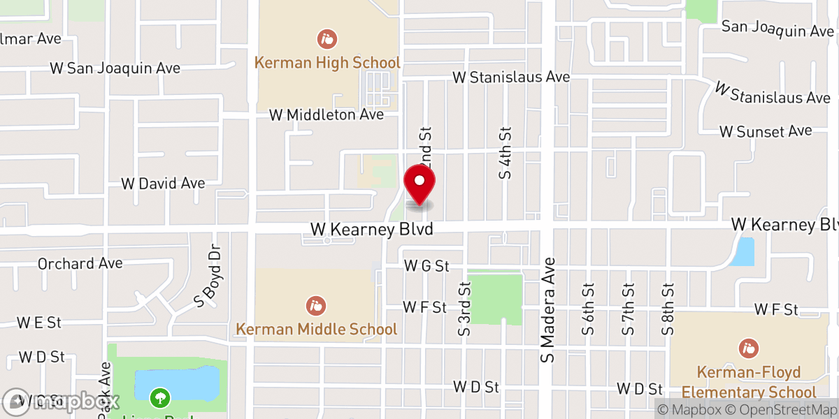 Map showing location of Kerman Seventh-Day Adventist Church
