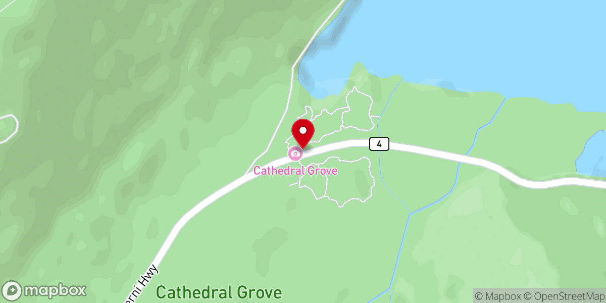 Map showing location of Cathedral Grove