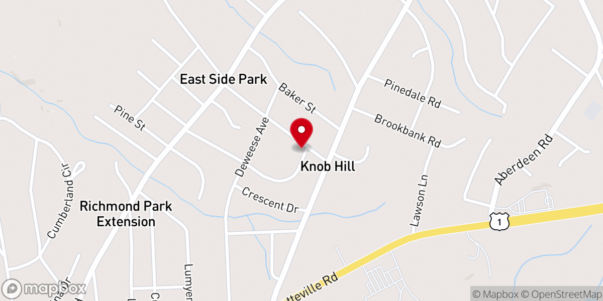 Map showing location of Knob Hill Church