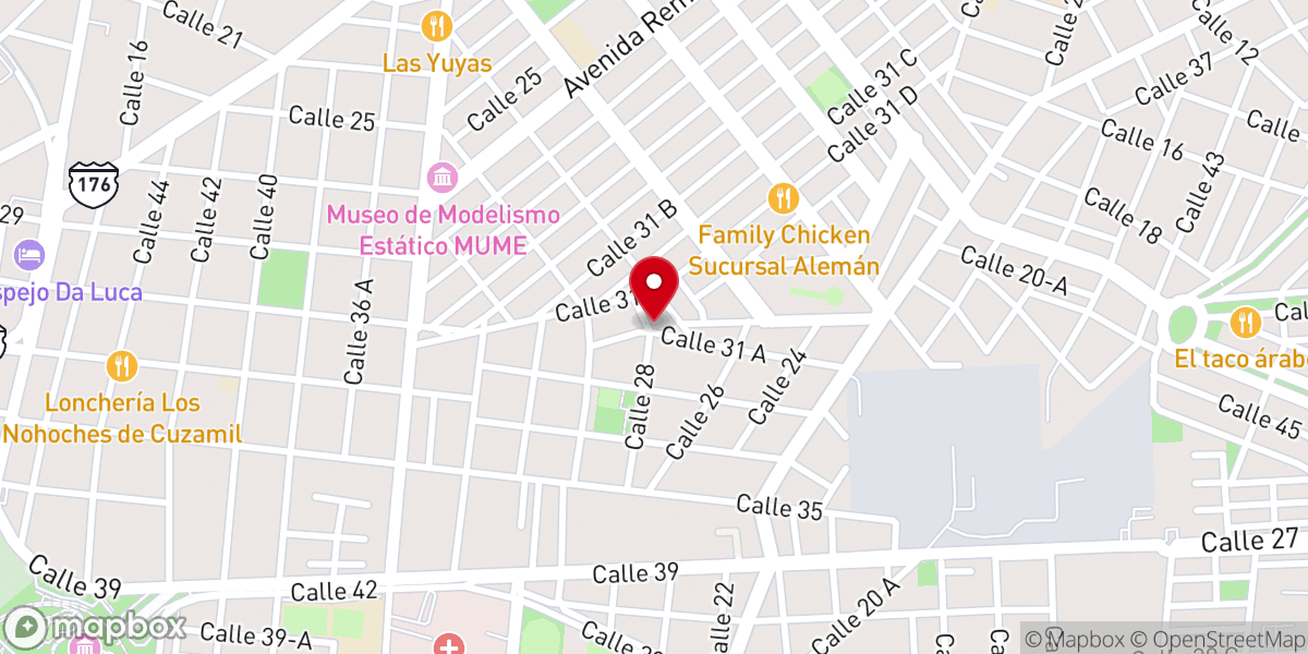 Map showing location of La iglesia en Mérida
