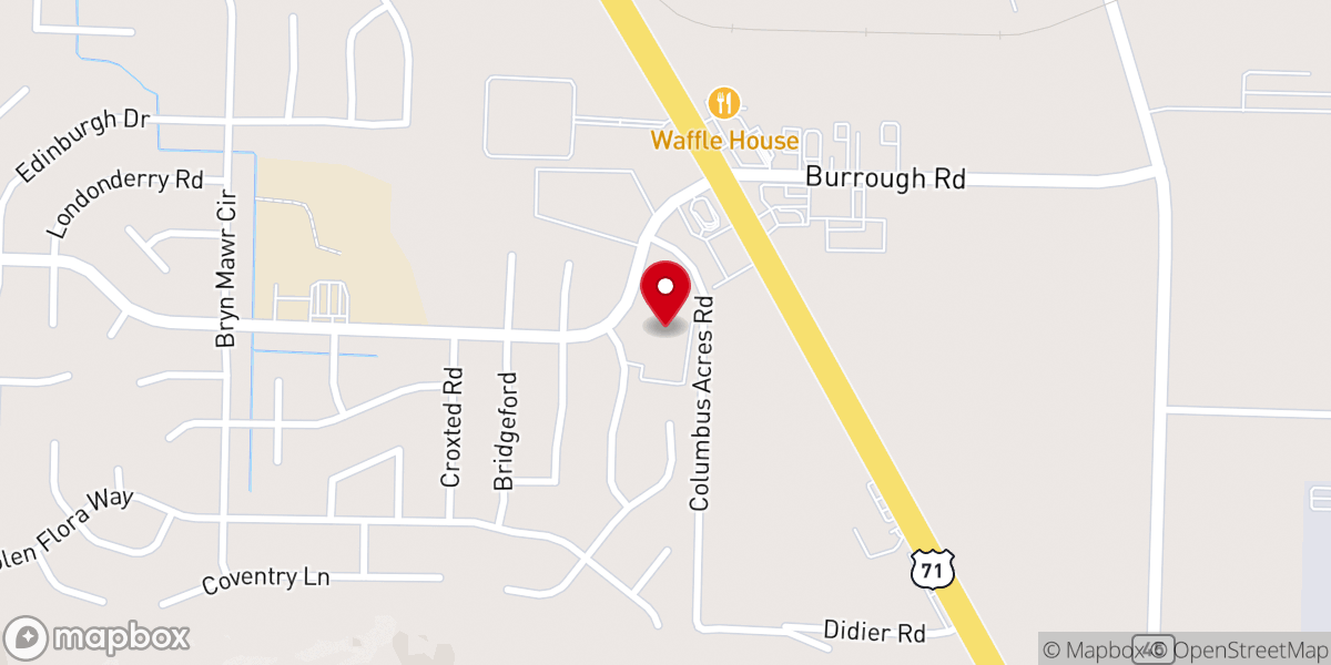 Map showing location of Victory Church