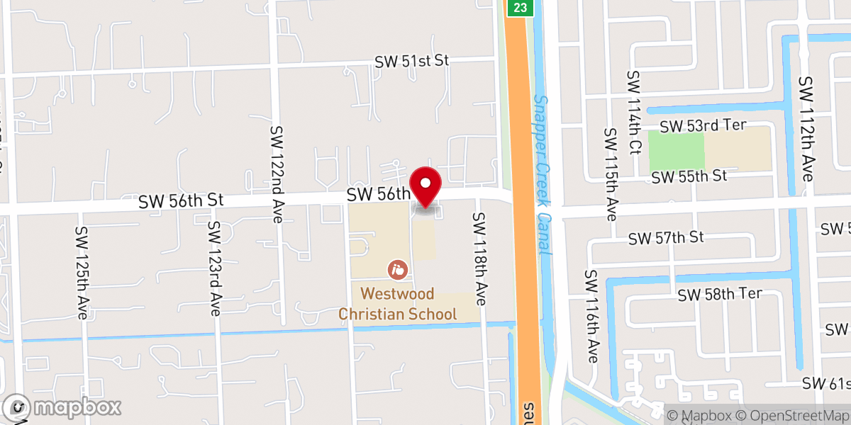 Map showing location of First Baptist Church Westwood Lake