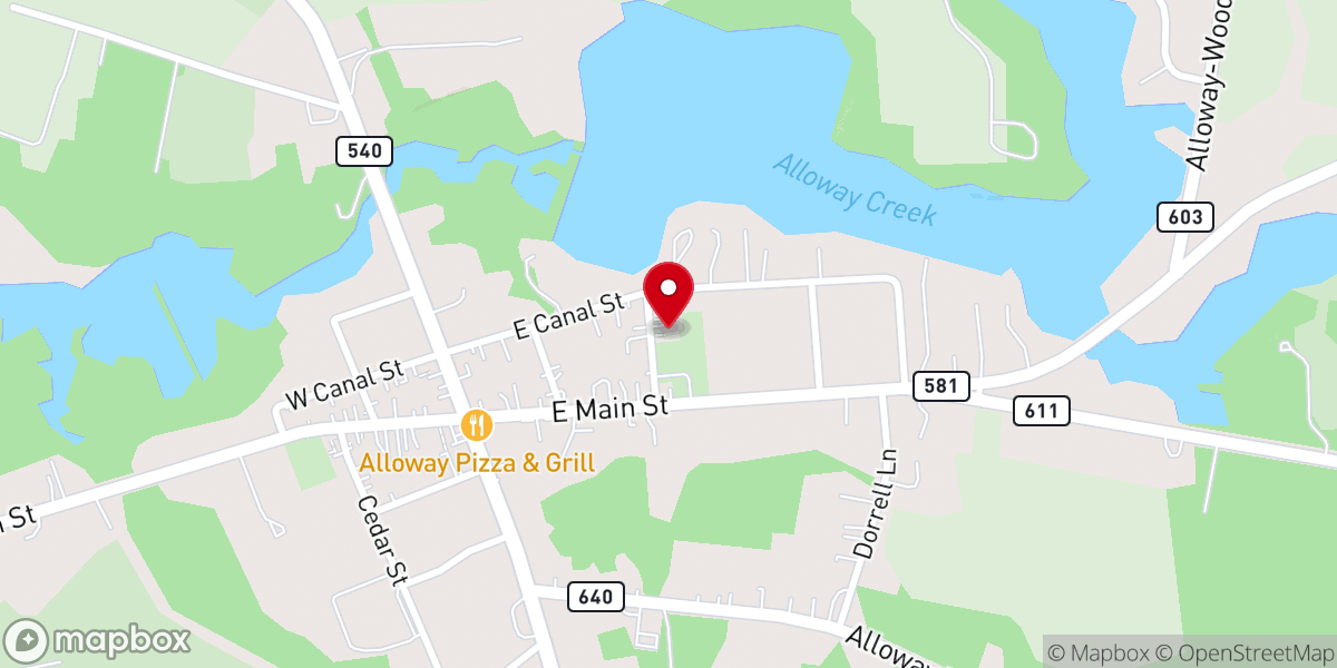 Map showing location of Alloway United Methodist Church