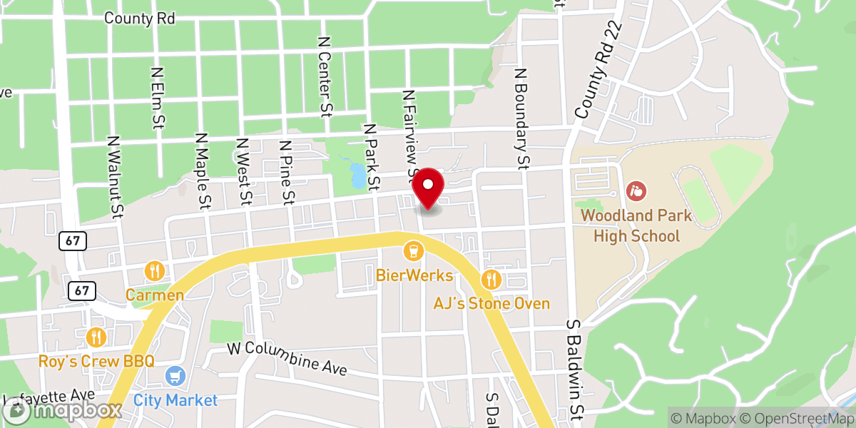 Map showing location of Woodland Park Reformed Fellowship