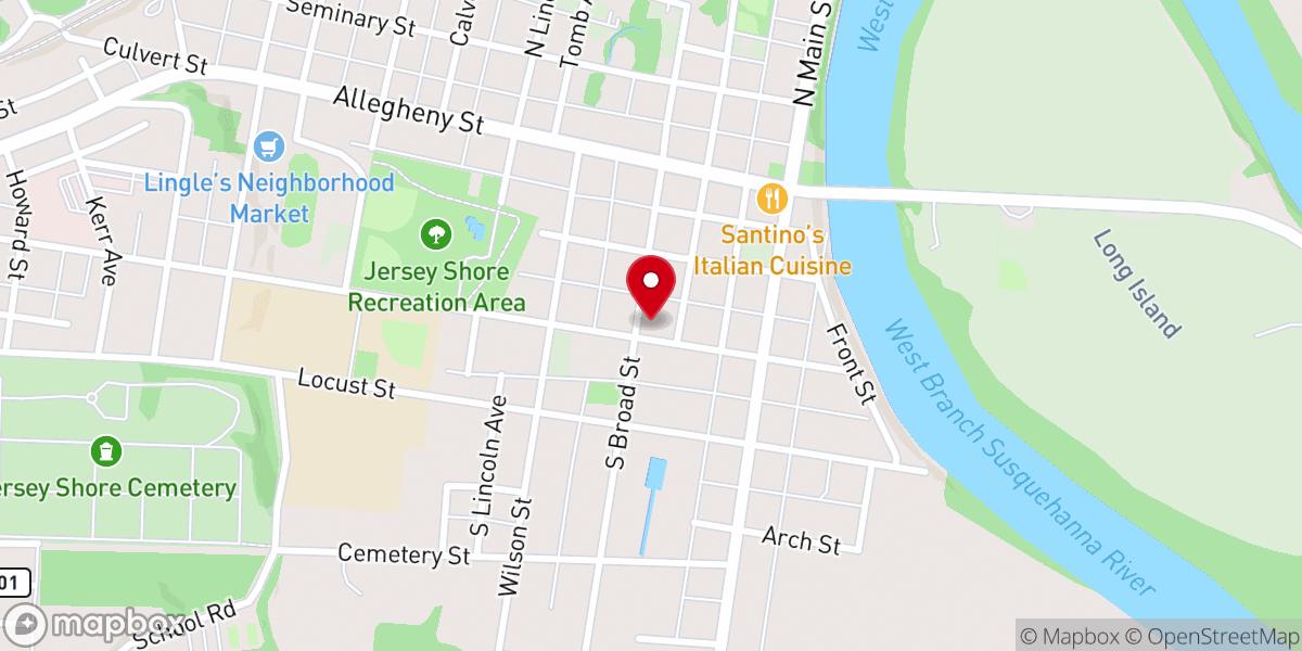 Map showing location of St John Evangelical Lutheran