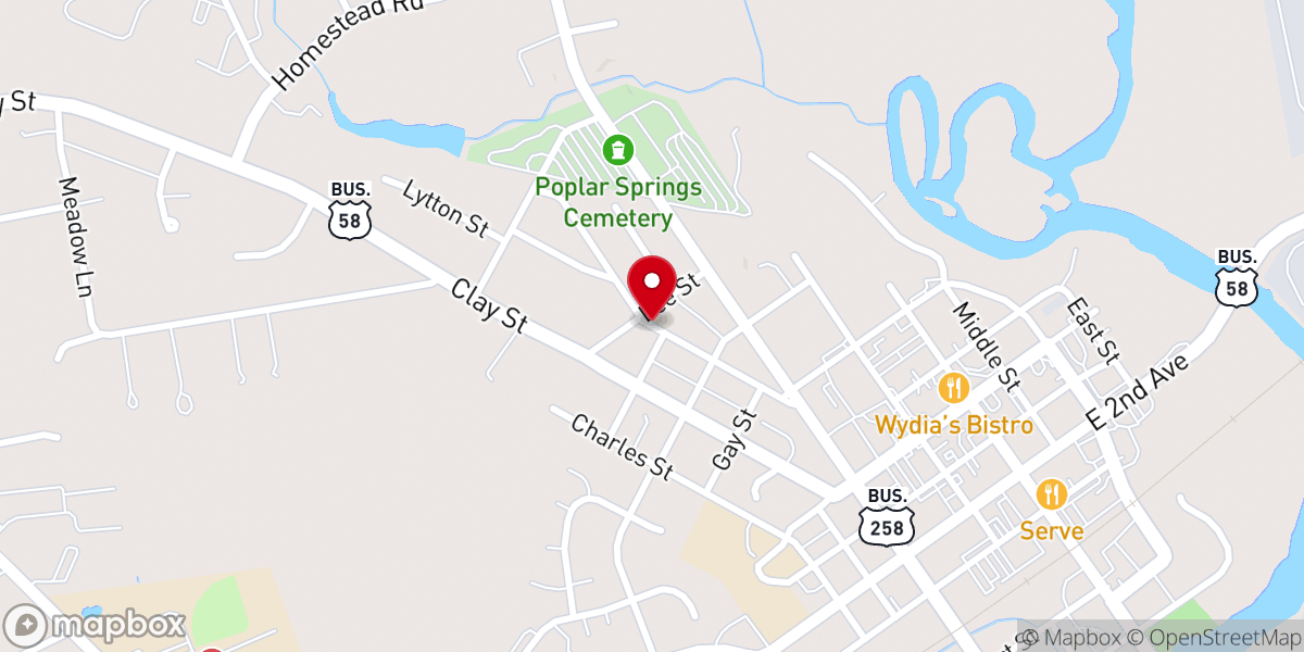 Map showing location of Franklin Presbyterian Church