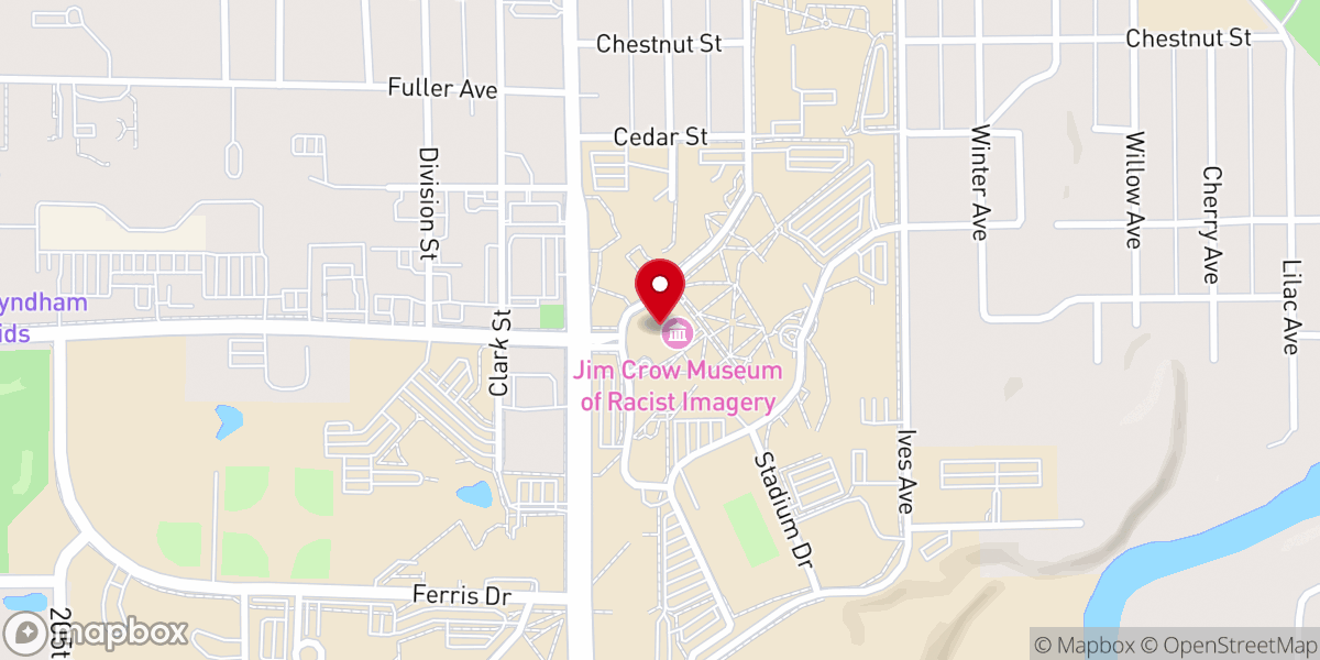 Map showing location of Jim Crow Museum of Racist Imagery