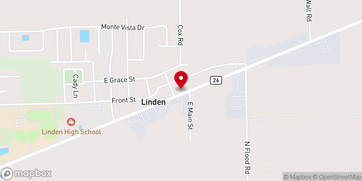 Map showing location of Linden United Methodist Church