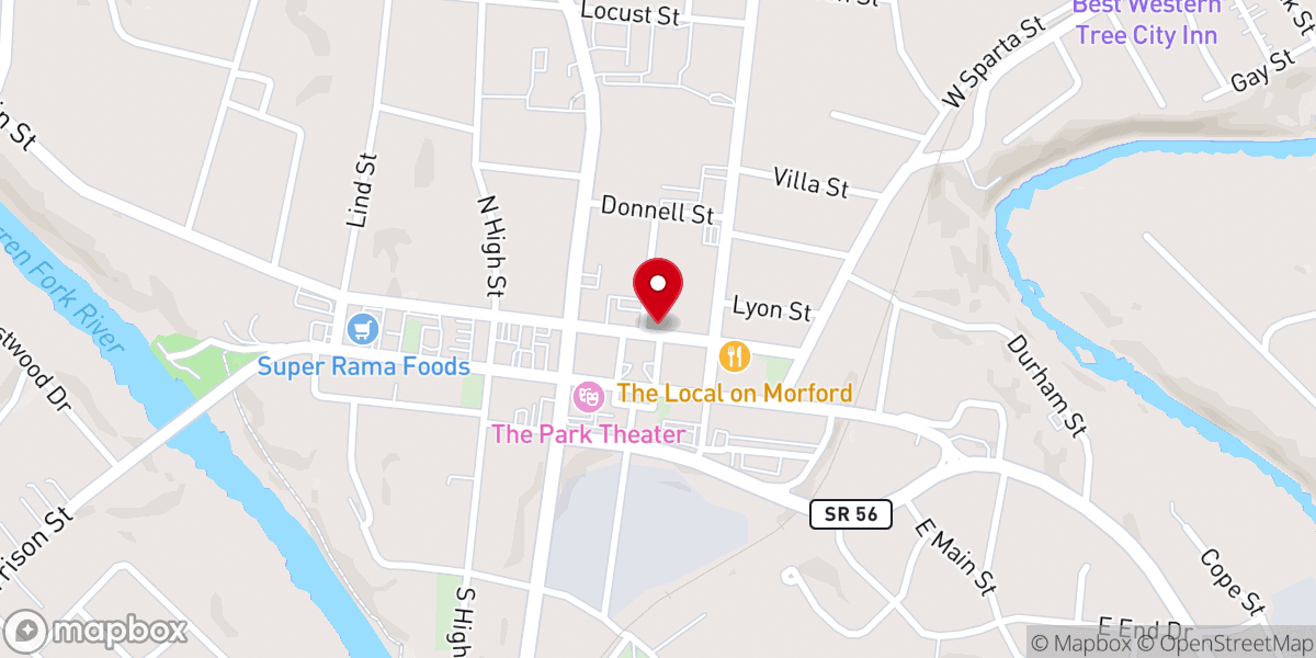 Map showing location of Central Church of Christ
