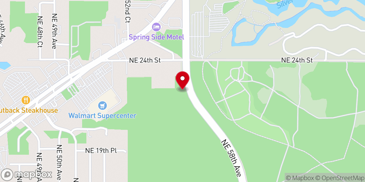 Map showing location of First Baptist Church of Silver Spring Shores