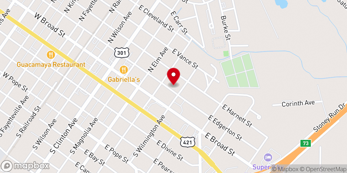 Map showing location of Dunn Chapel Free Will Baptist