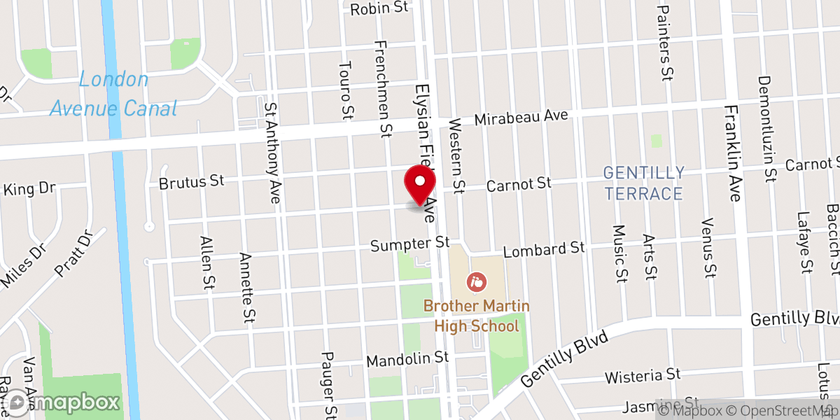 Map showing location of Elysian Fields Church of God