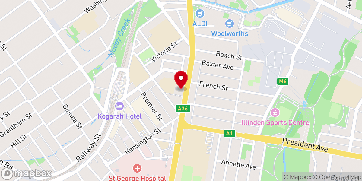 Map showing location of St Paul's Anglican Church Kogarah